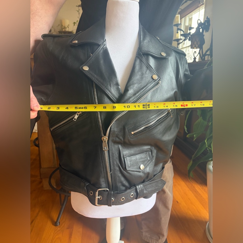 RIPPLES Women BLACK QUILTED LINED VINTAGE REAL LEATHER MOTORCYCLE JACKET! - Picture 6 of 17